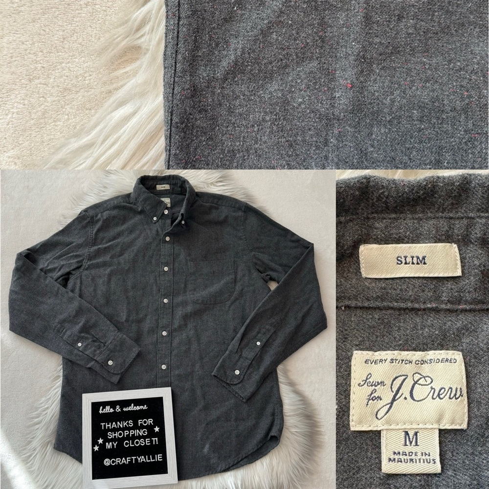 J. Crew Charcoal Grey Long Sleeve Button Down Shirt | Men’s Medium